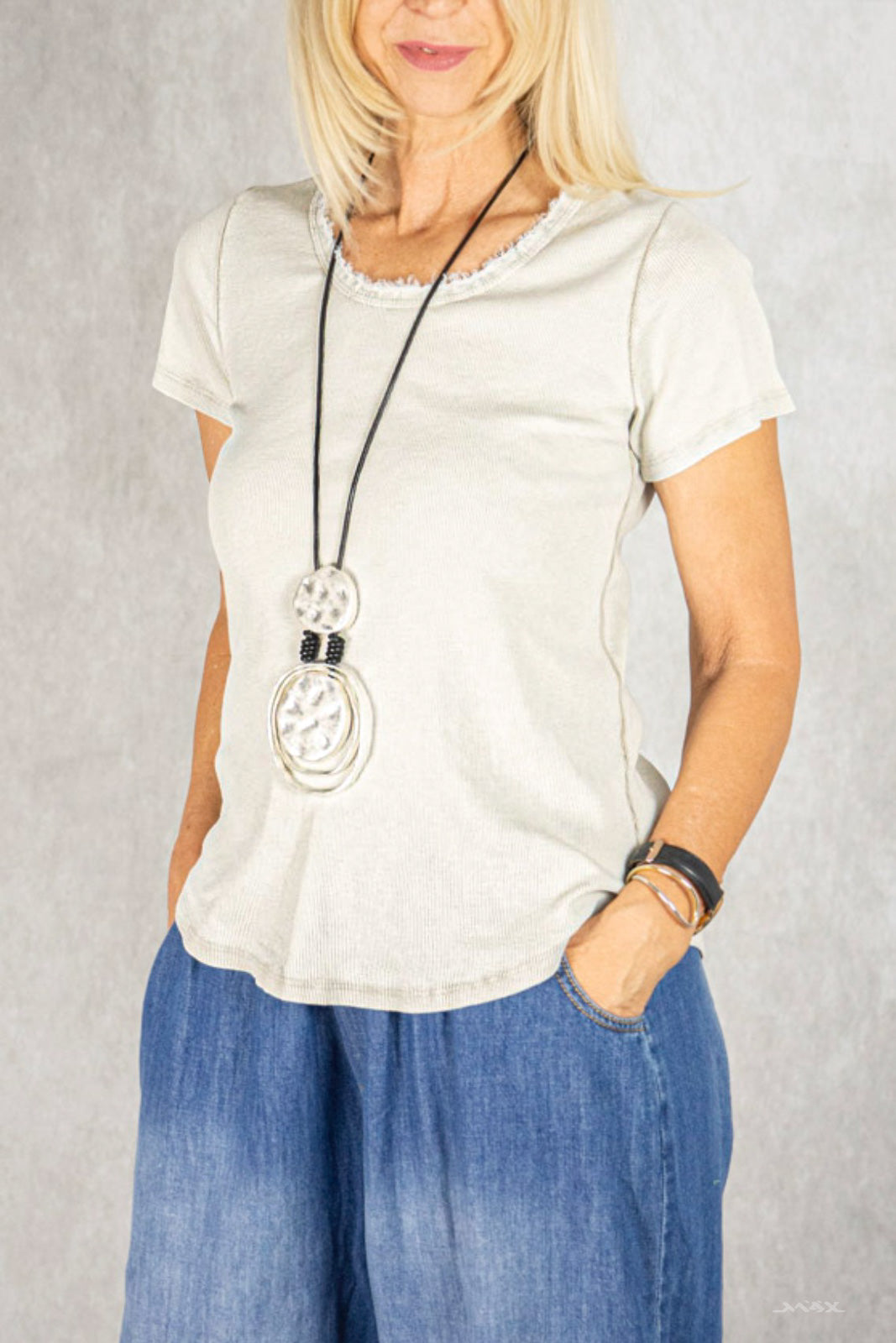 Geribbeld overhemd maat One size (36-42)