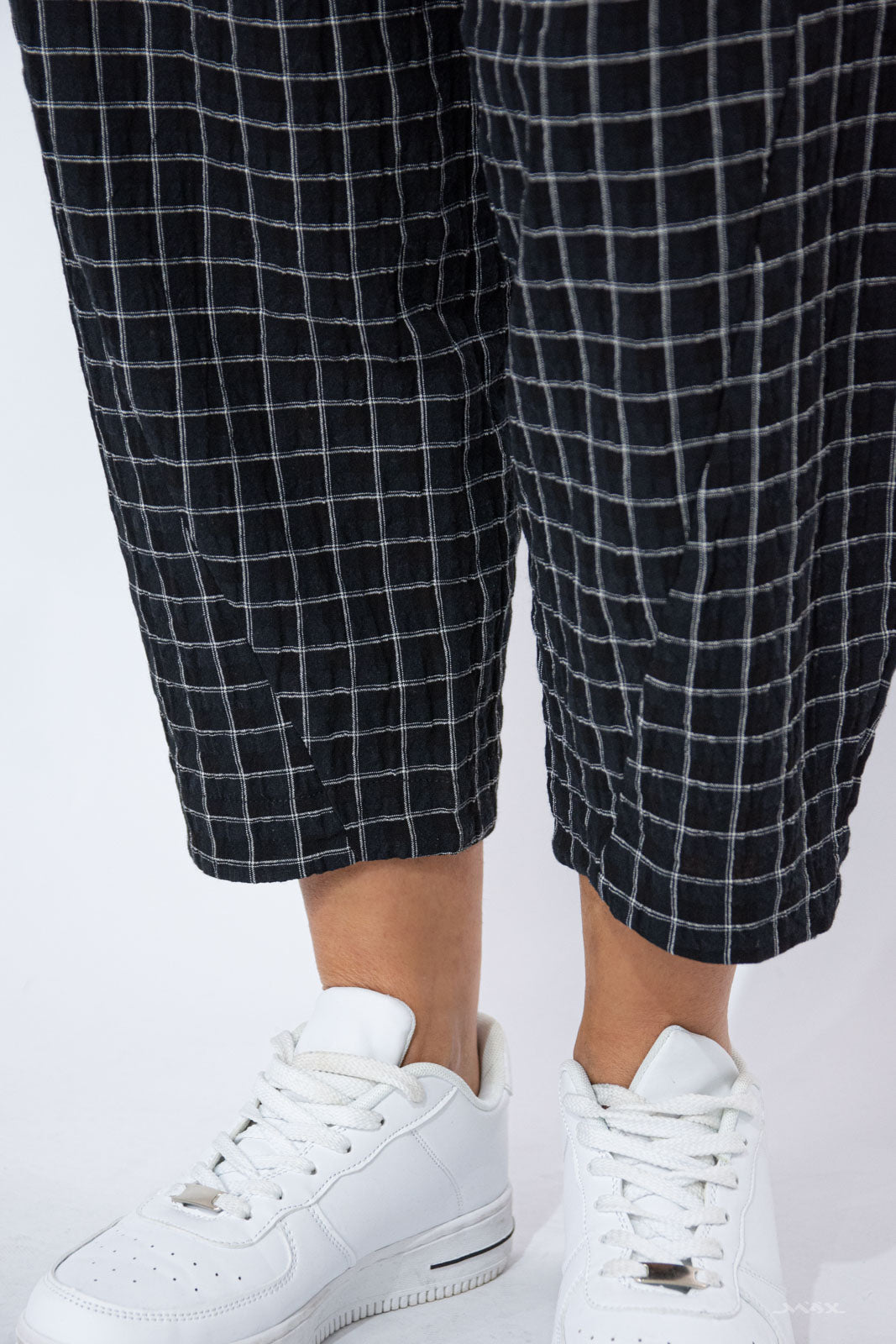 carrot fit broek zwart geruit maat één maat (36-42)