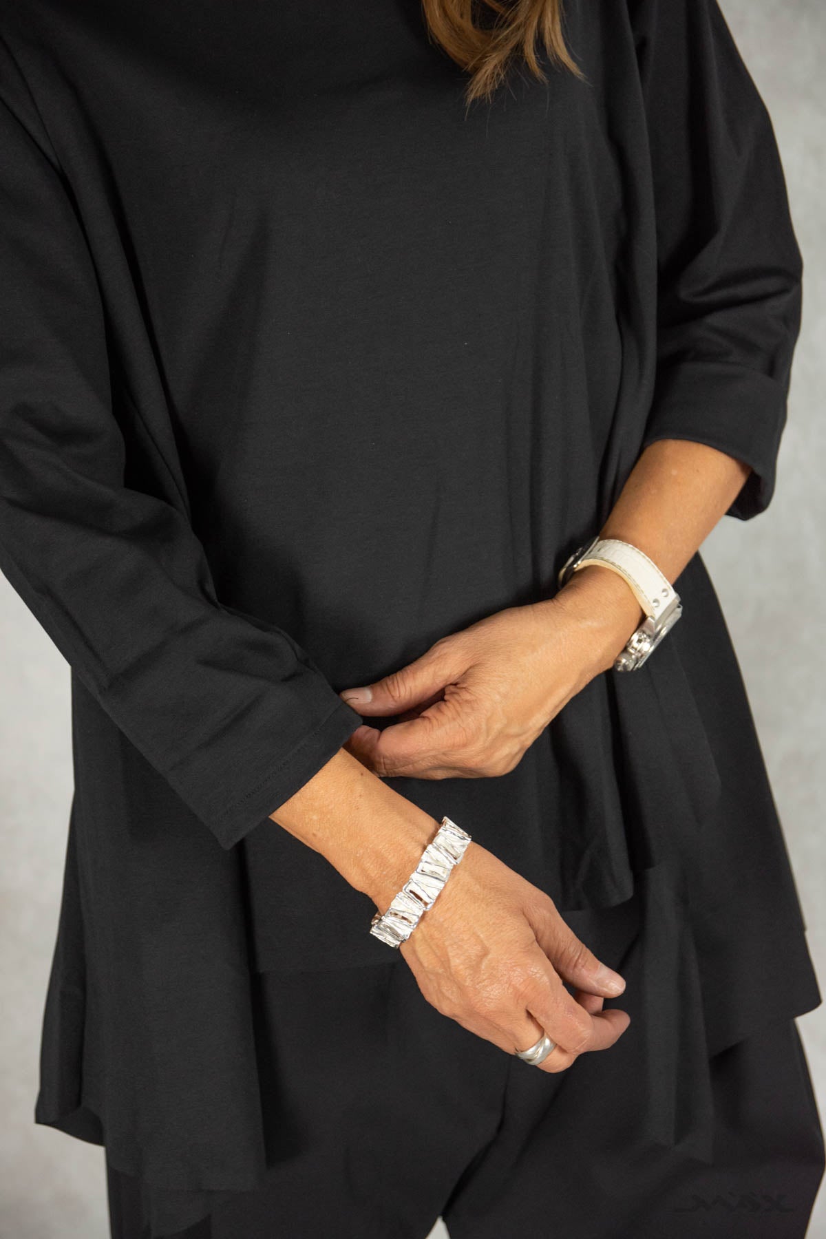 Chemise asymétrique à double col, taille unique (38-44)