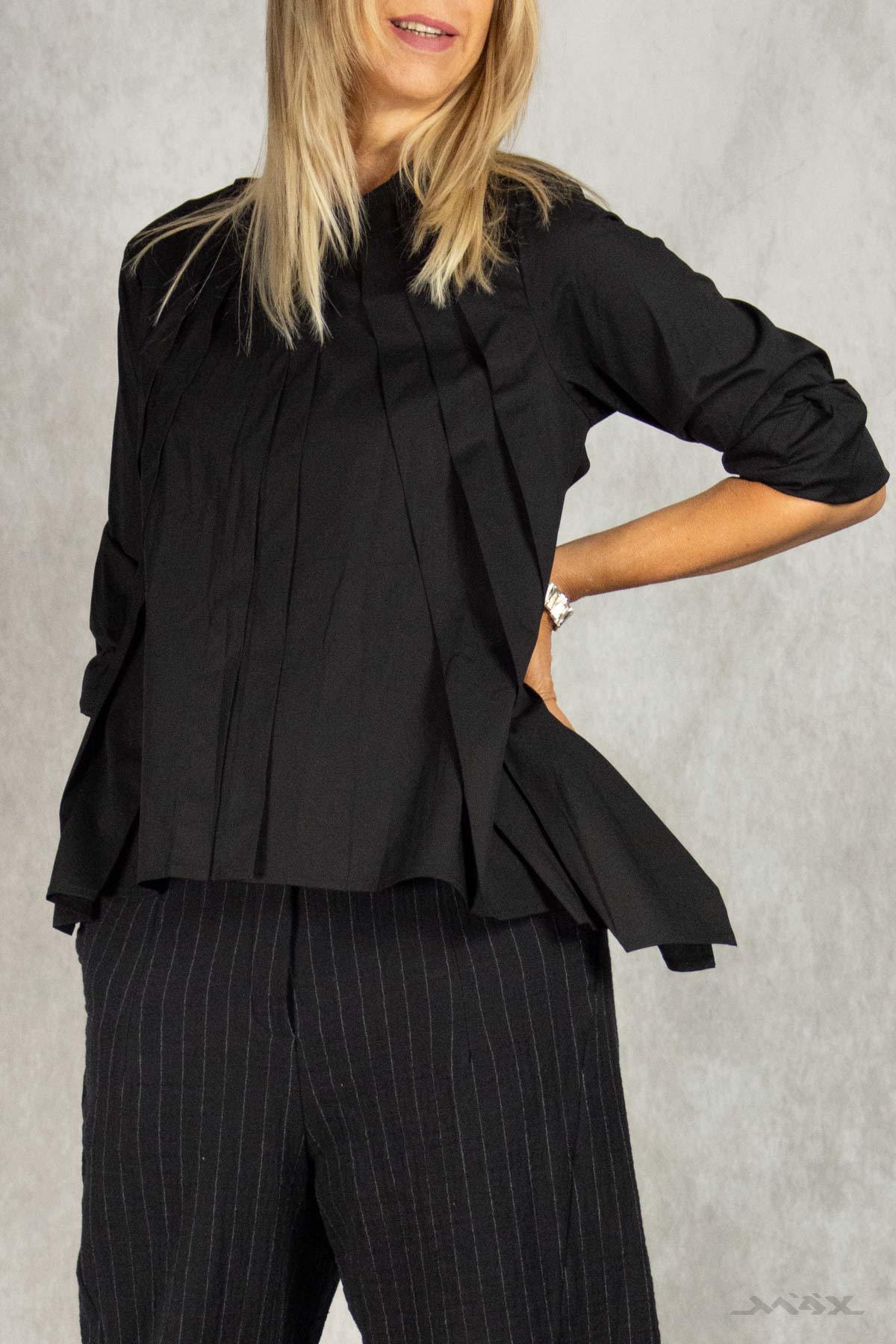 Geplooide katoenen blouse, maat one size (38-42)