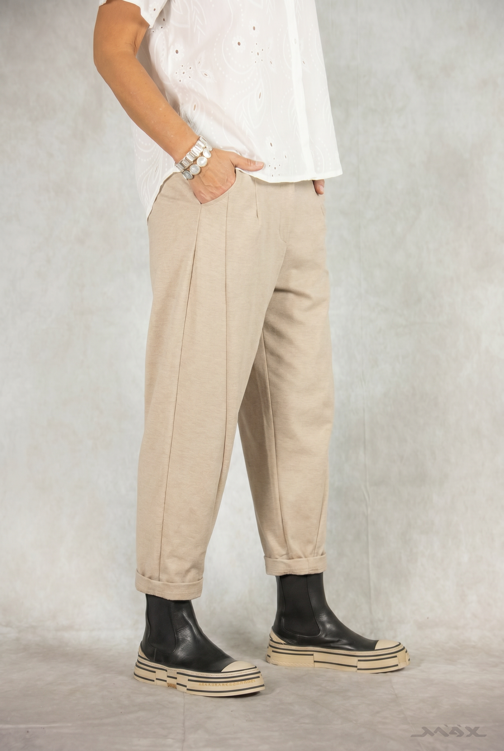 Hose beige meliert mit Ziernaht Gr. onesize (38-42)
