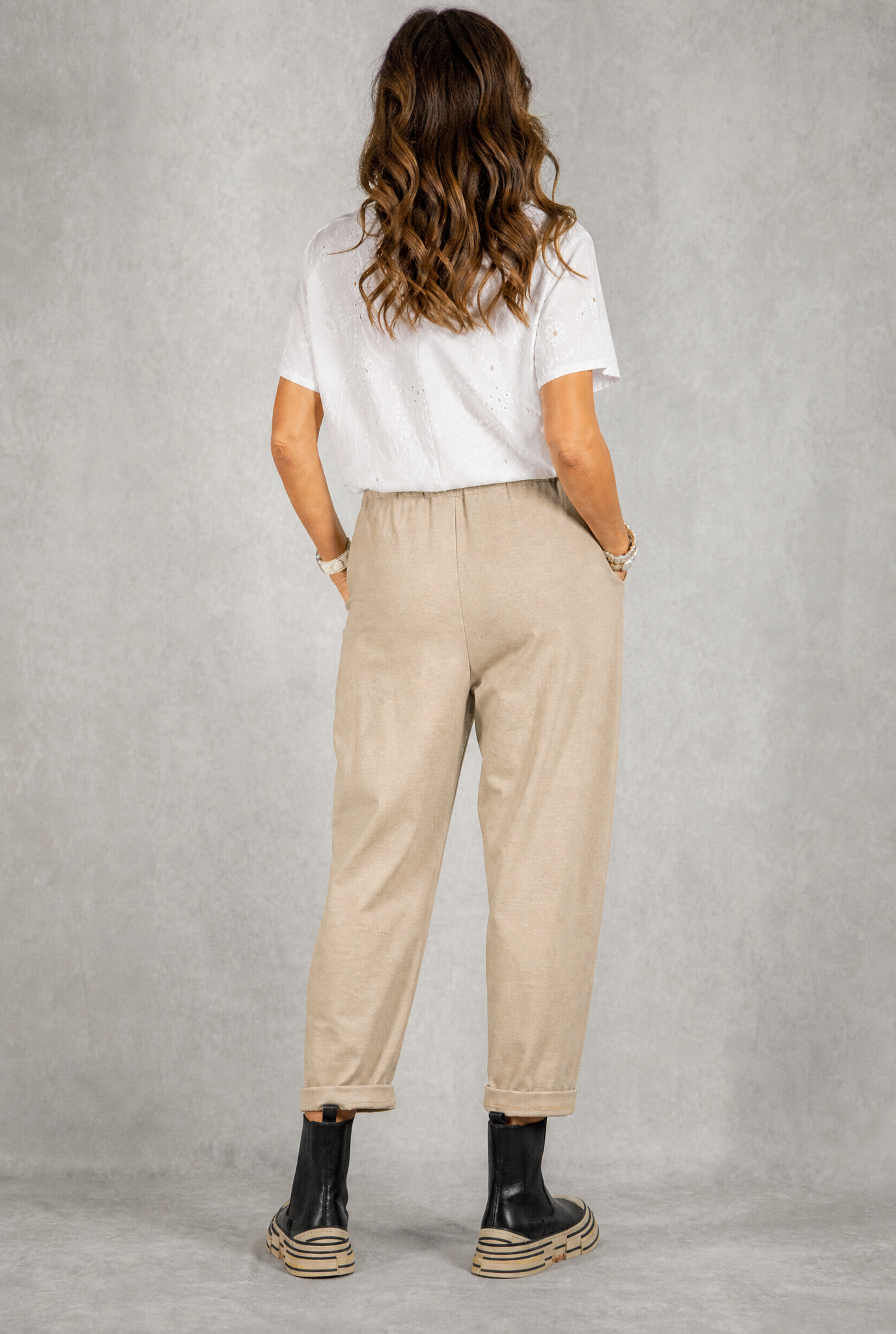 Hose beige meliert mit Ziernaht Gr. onesize (38-42)