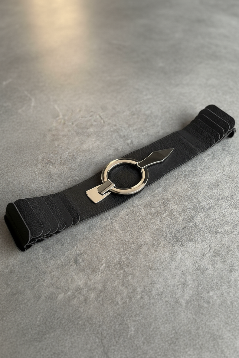 Stretchgürtel schwarz mit Lamellen