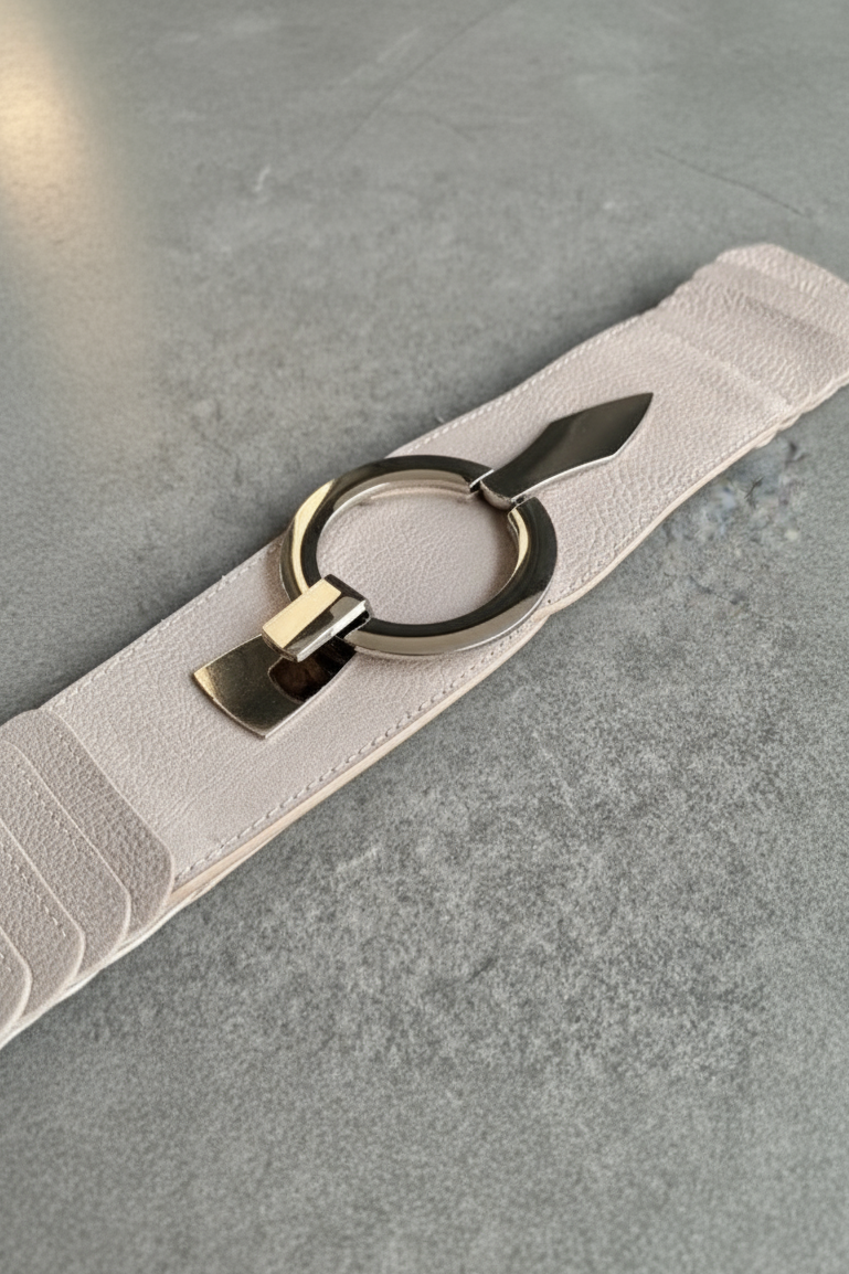 Stretchgürtel beige mit Lamellen