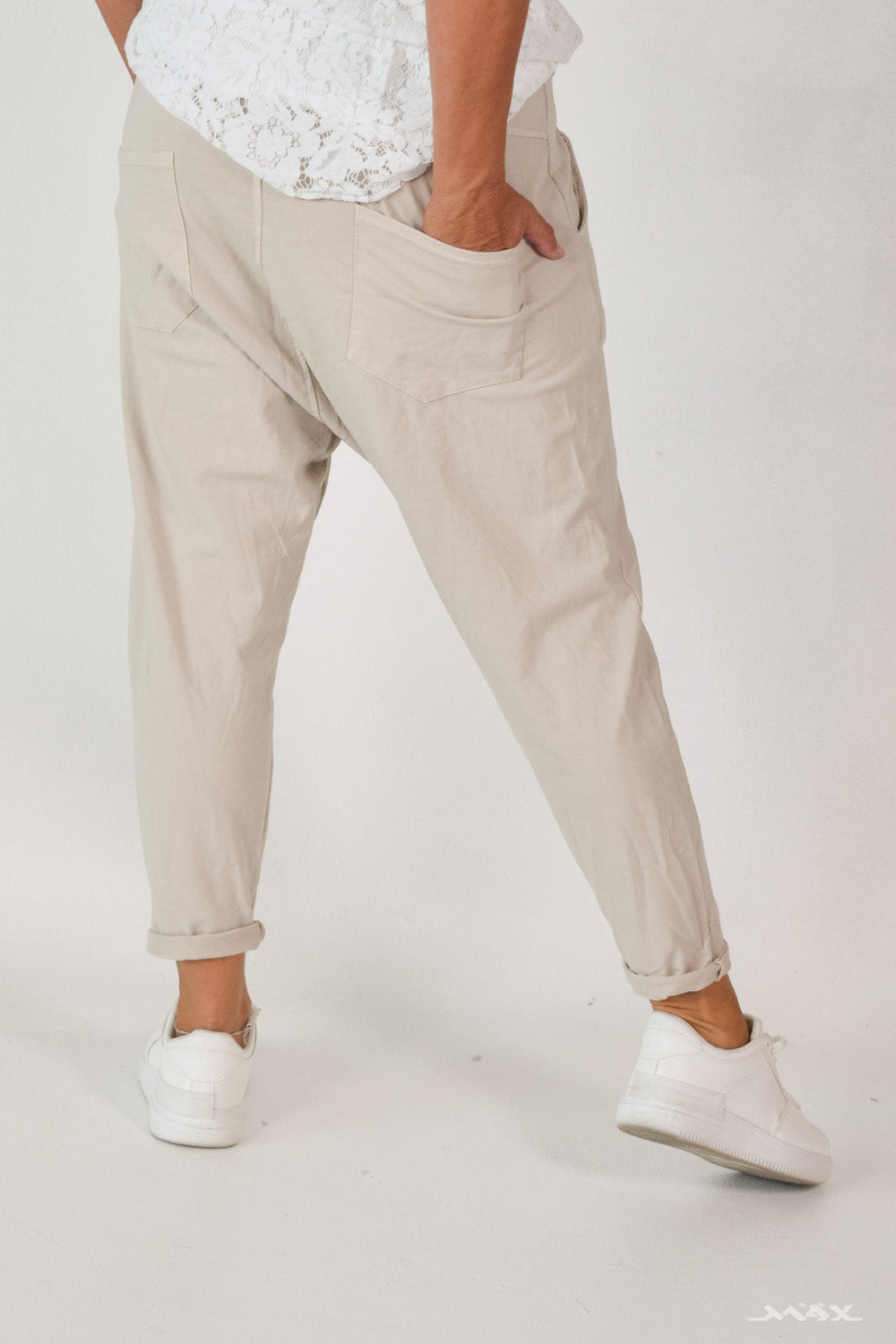 Haremshose aus Baumwolle beige