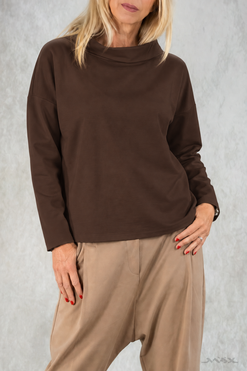 Kurzes Vokuhila-Shirt mit Doppelkragen Gr. Onesize (38-44)