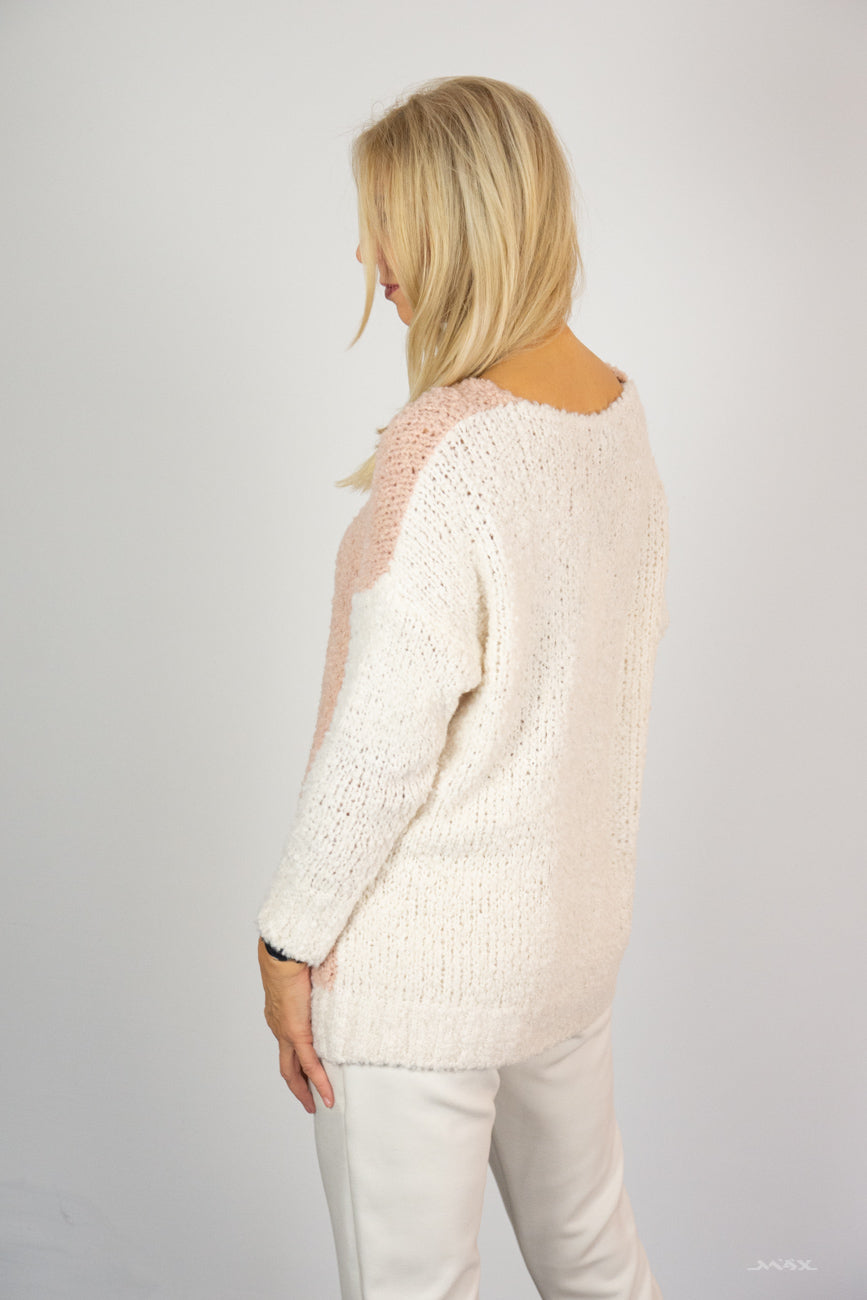 Boucle-Pulli in beige-rosa