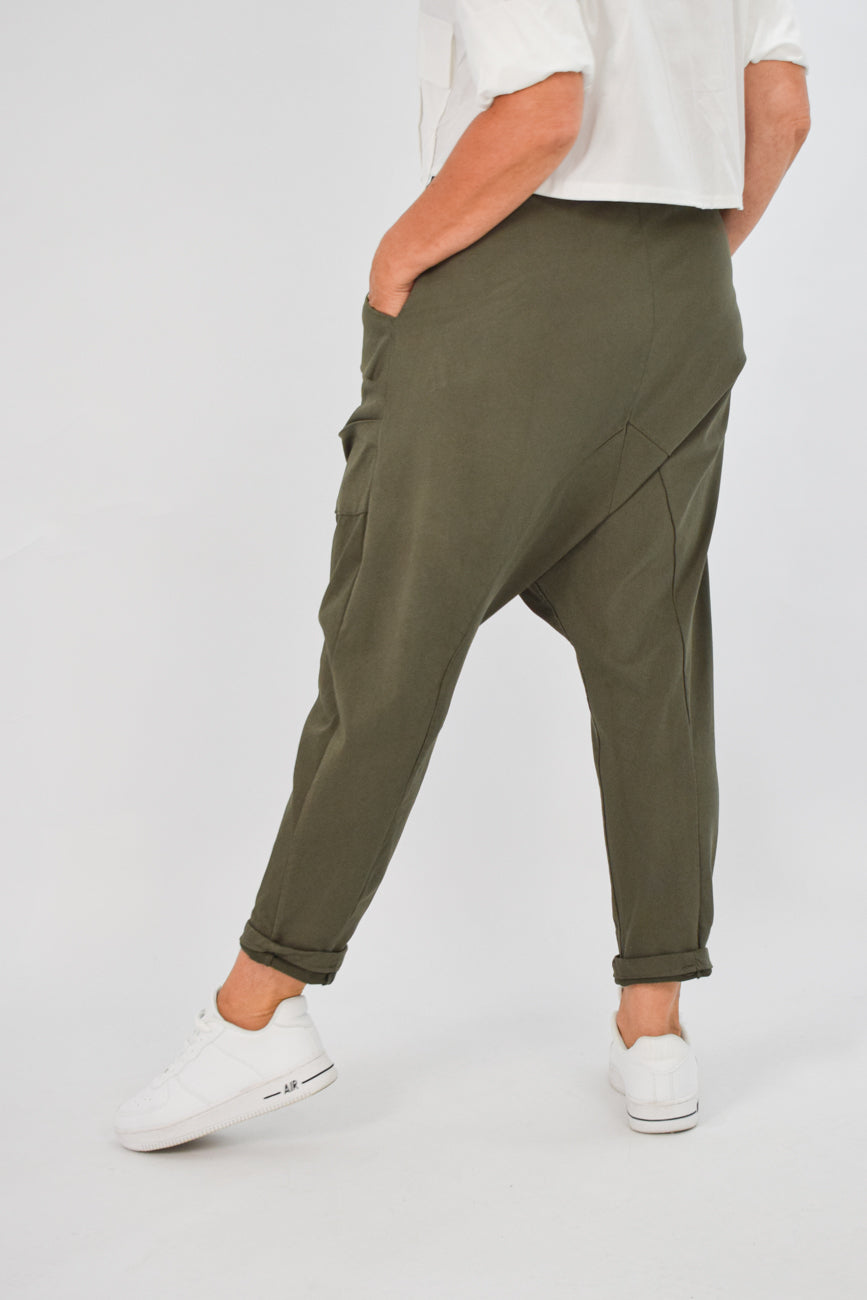 Baggy-Hose khaki aus stretchigem Jeansstoff