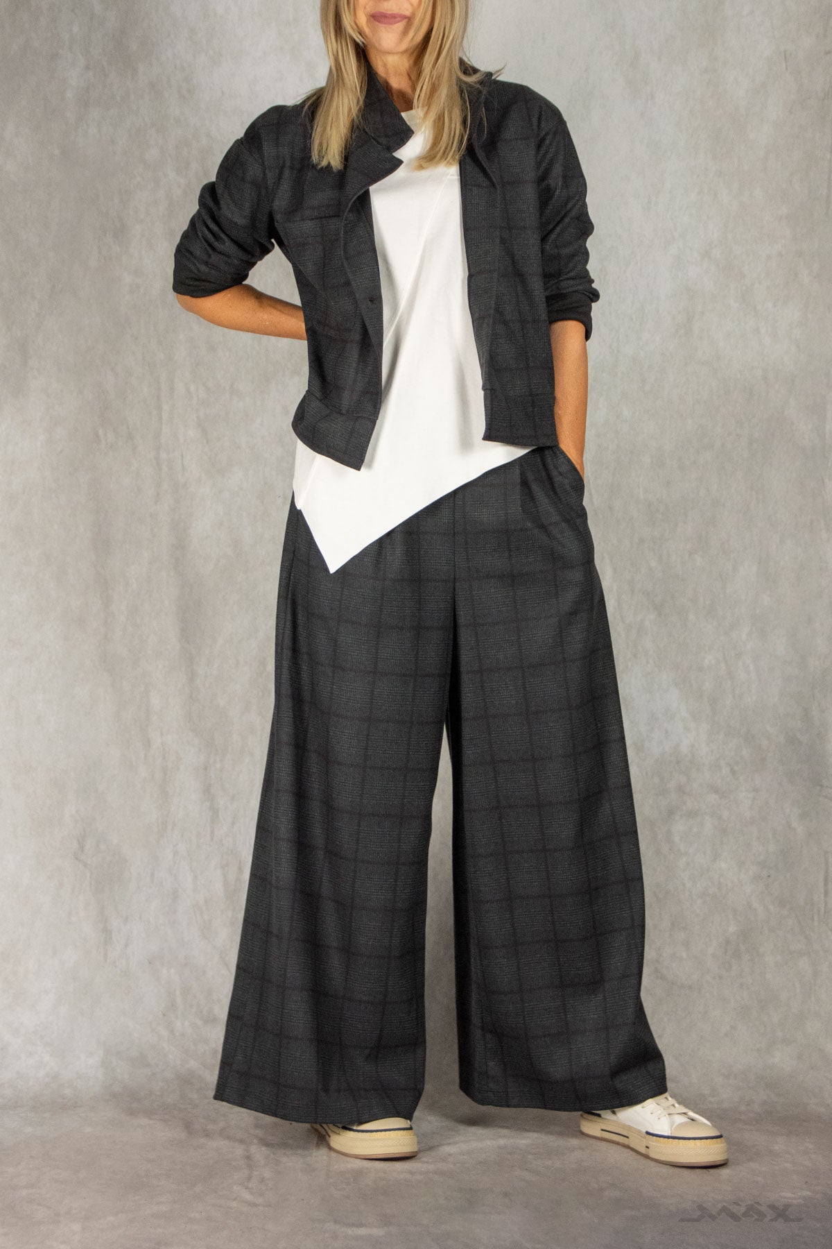 Marlenehose dunkelgrau kariert Gr. onesize(38-42)