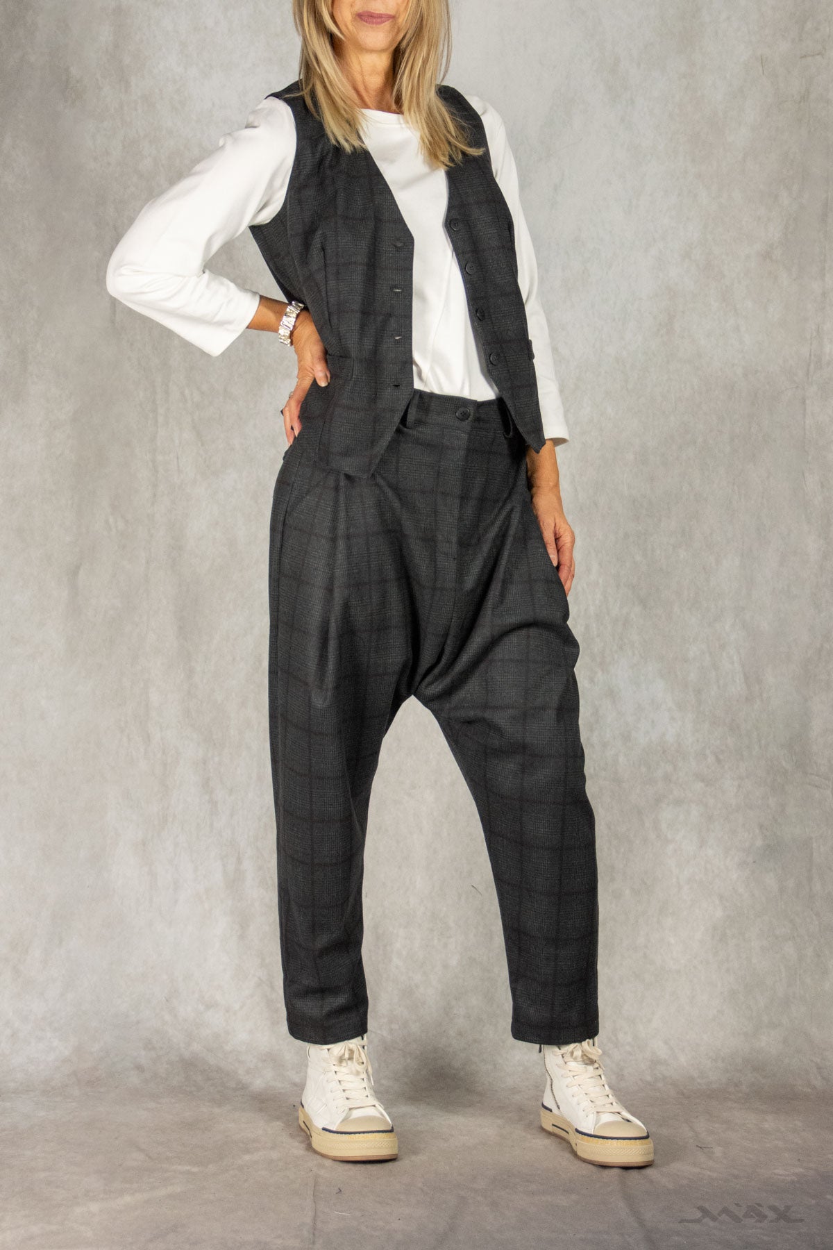 Baggyhose dunkelgrau kariert Gr. onesize(38-42)
