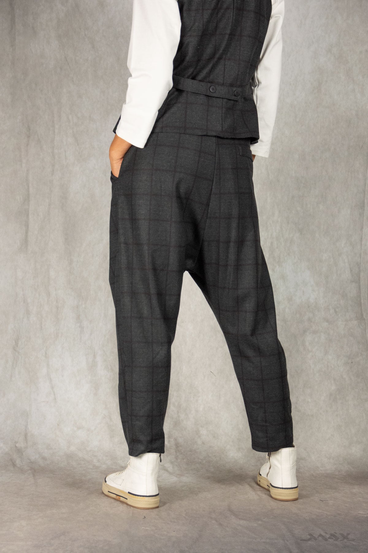 Baggyhose dunkelgrau kariert Gr. onesize(38-42)