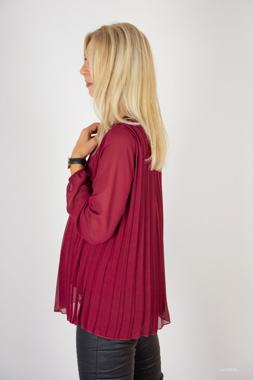 Plissee Bluse bordeaux