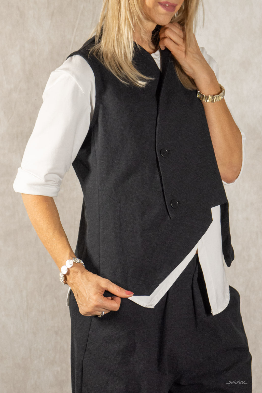 Strukturierte Weste schwarz Gr. Onesize (38-40)