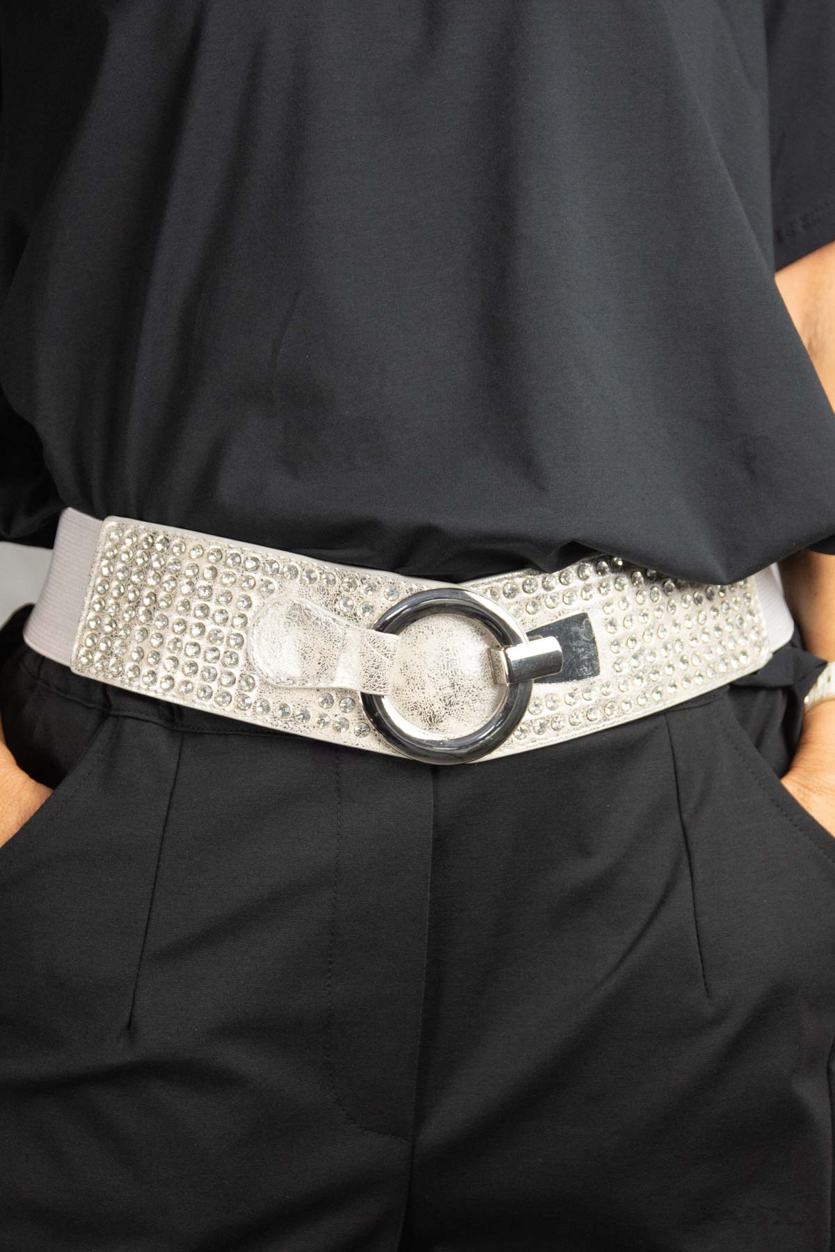 Stretch riem met strass steentjes