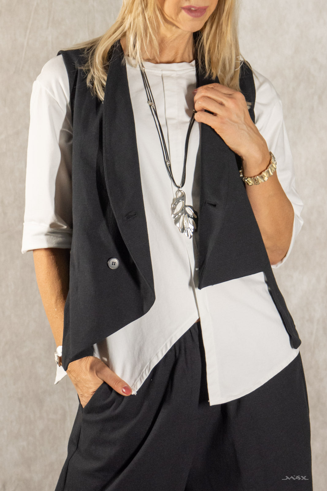 Strukturierte Weste schwarz Gr. Onesize (38-40)