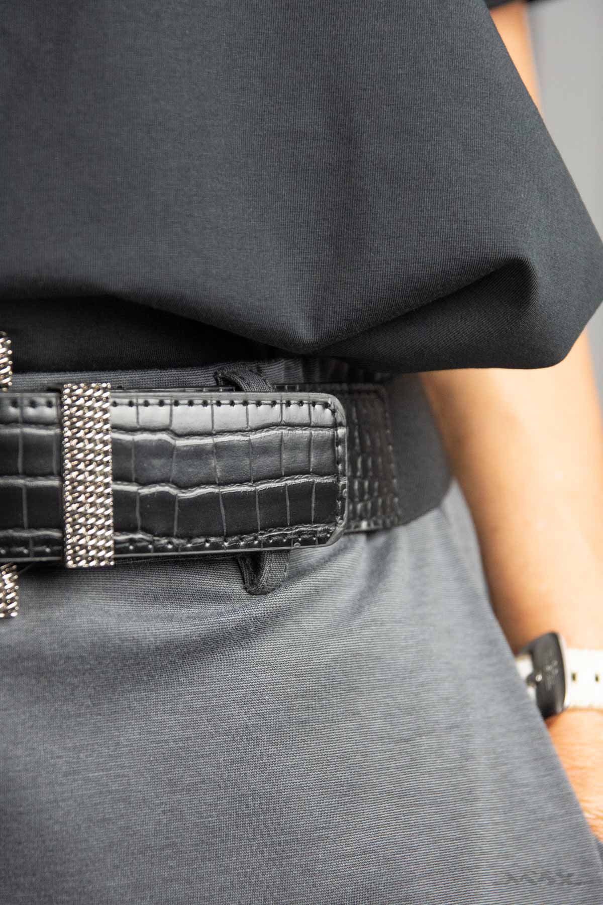 Gürtel schwarz in Croco-Optik