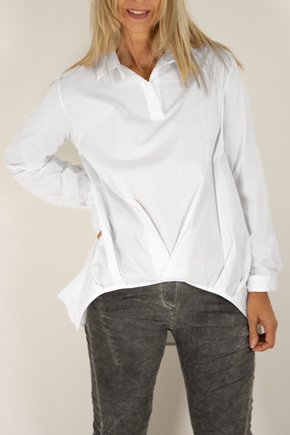 Vokuhila-Bluse weiß Gr. onesize passend bei (38-42)
