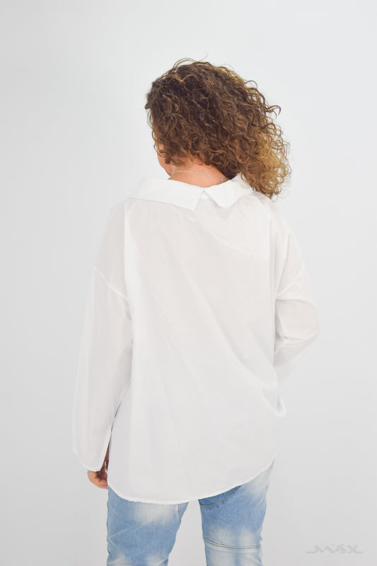 Oversized Bluse weiß (beidseitig tragbar)