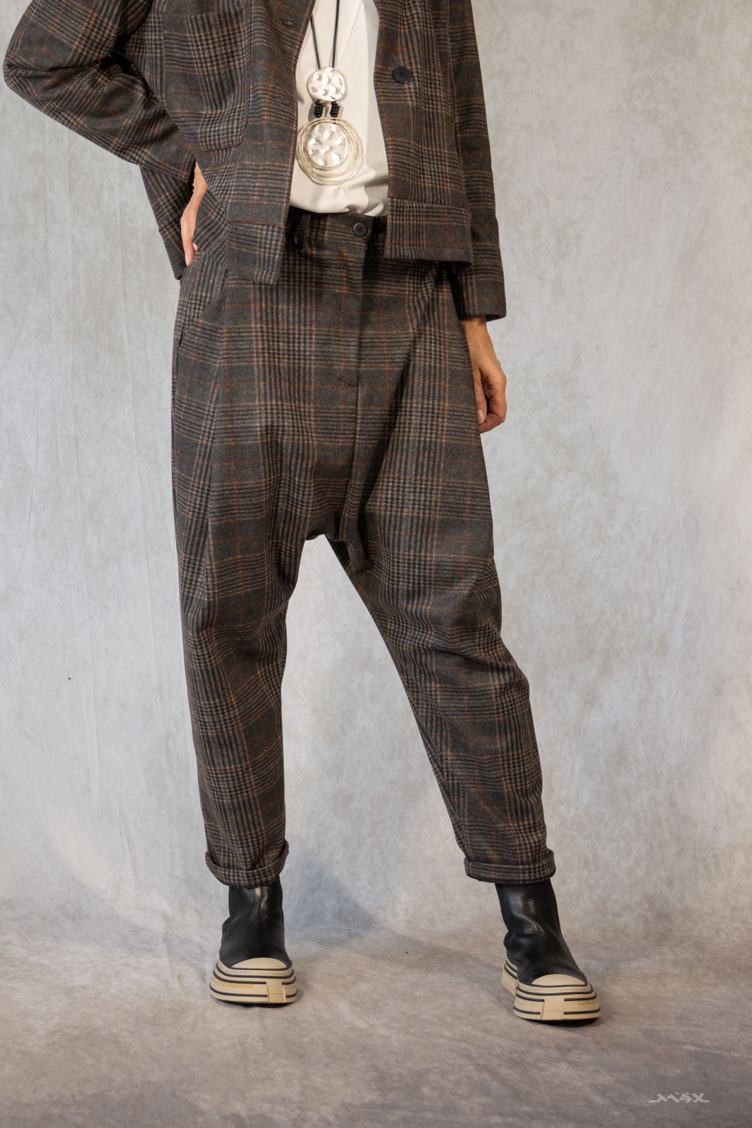 Baggyhose vintage-braun kariert Gr. onesize(38-42)