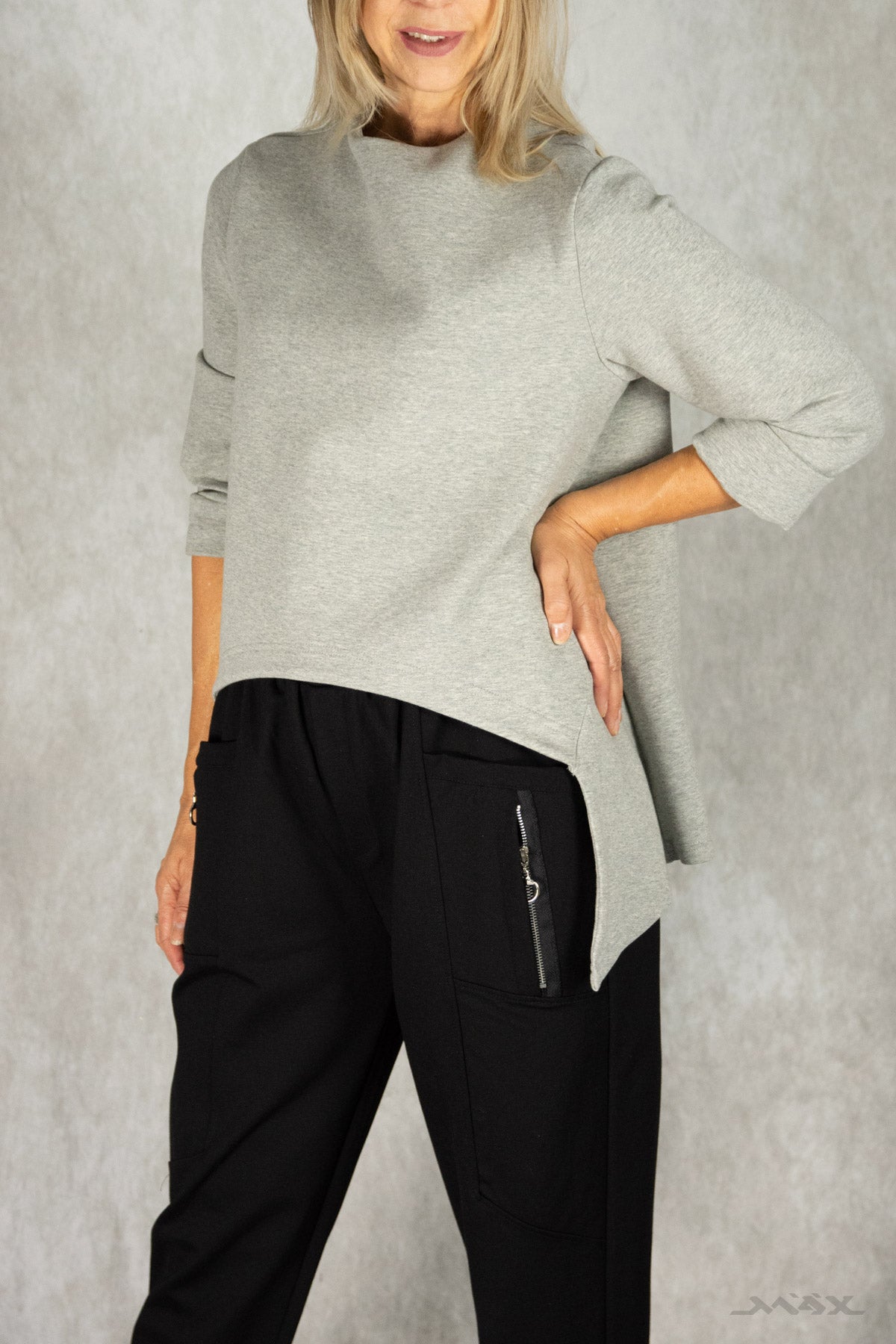 Vokuhila-Shirt mit hohem Kragen Gr. onesize(38-42)