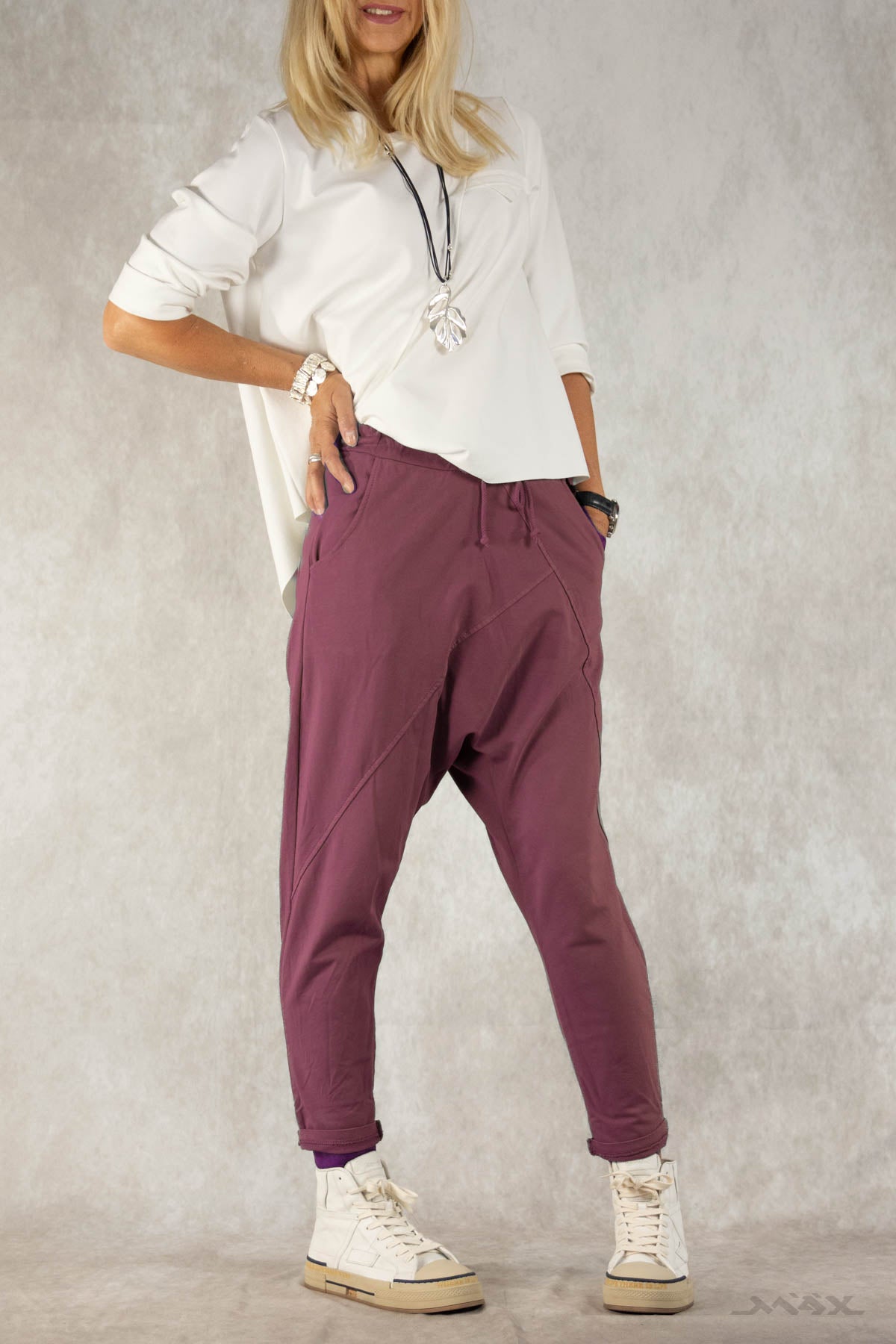 Haremshose aus Baumwolle bordeaux Gr. onesize(38-42)