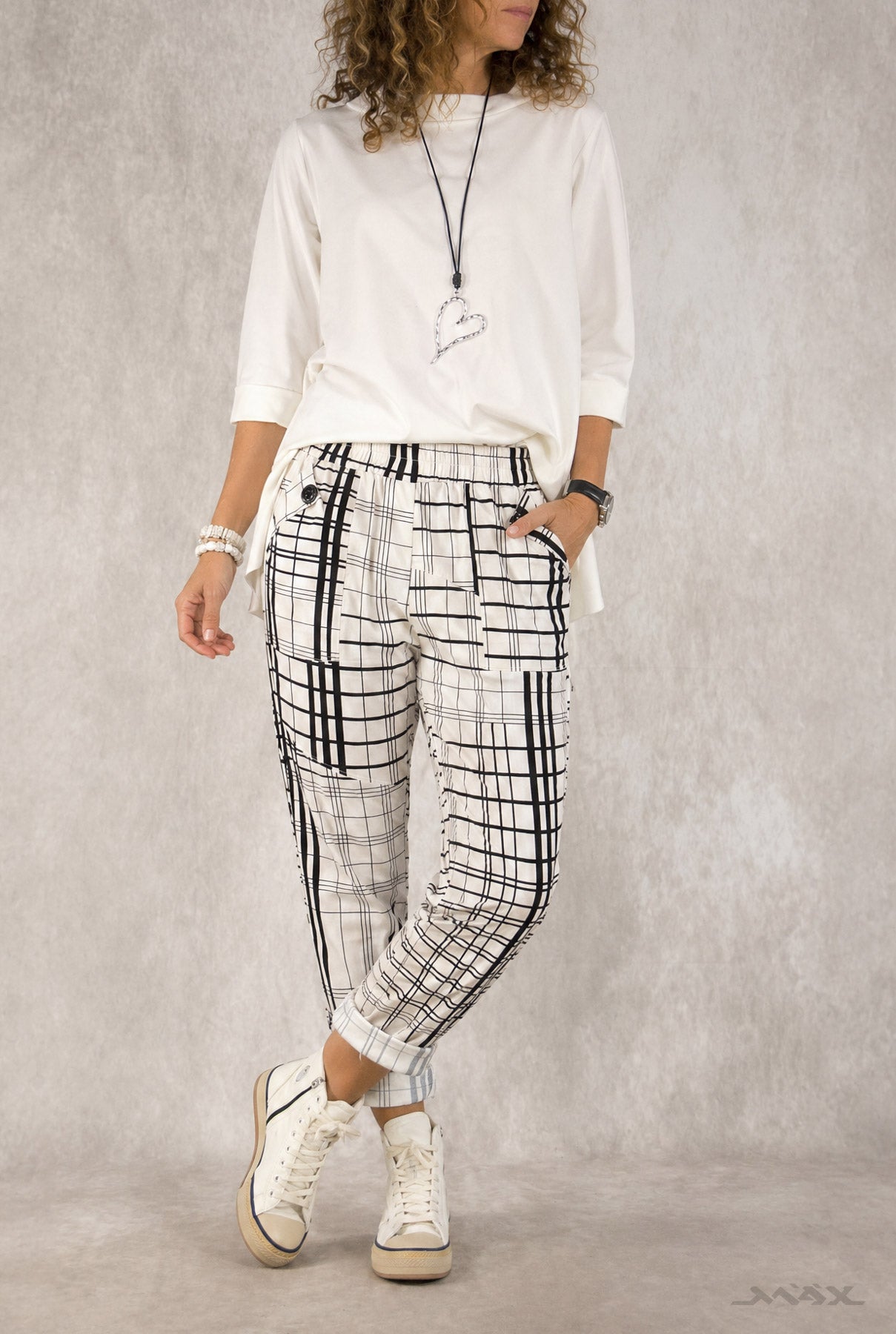 Hose schwarz-weiß kariert Gr. onesize (36-40)