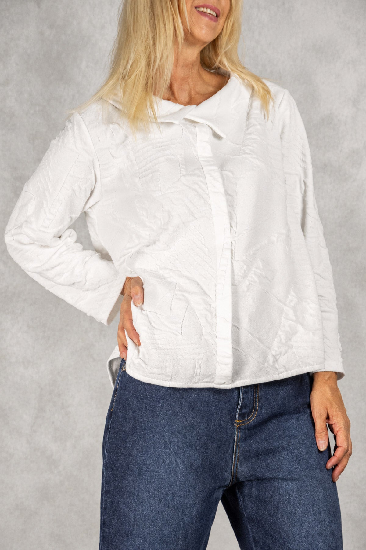 Strukturiertes Shirt mit Doppelkragen Gr. onesize(38-42)