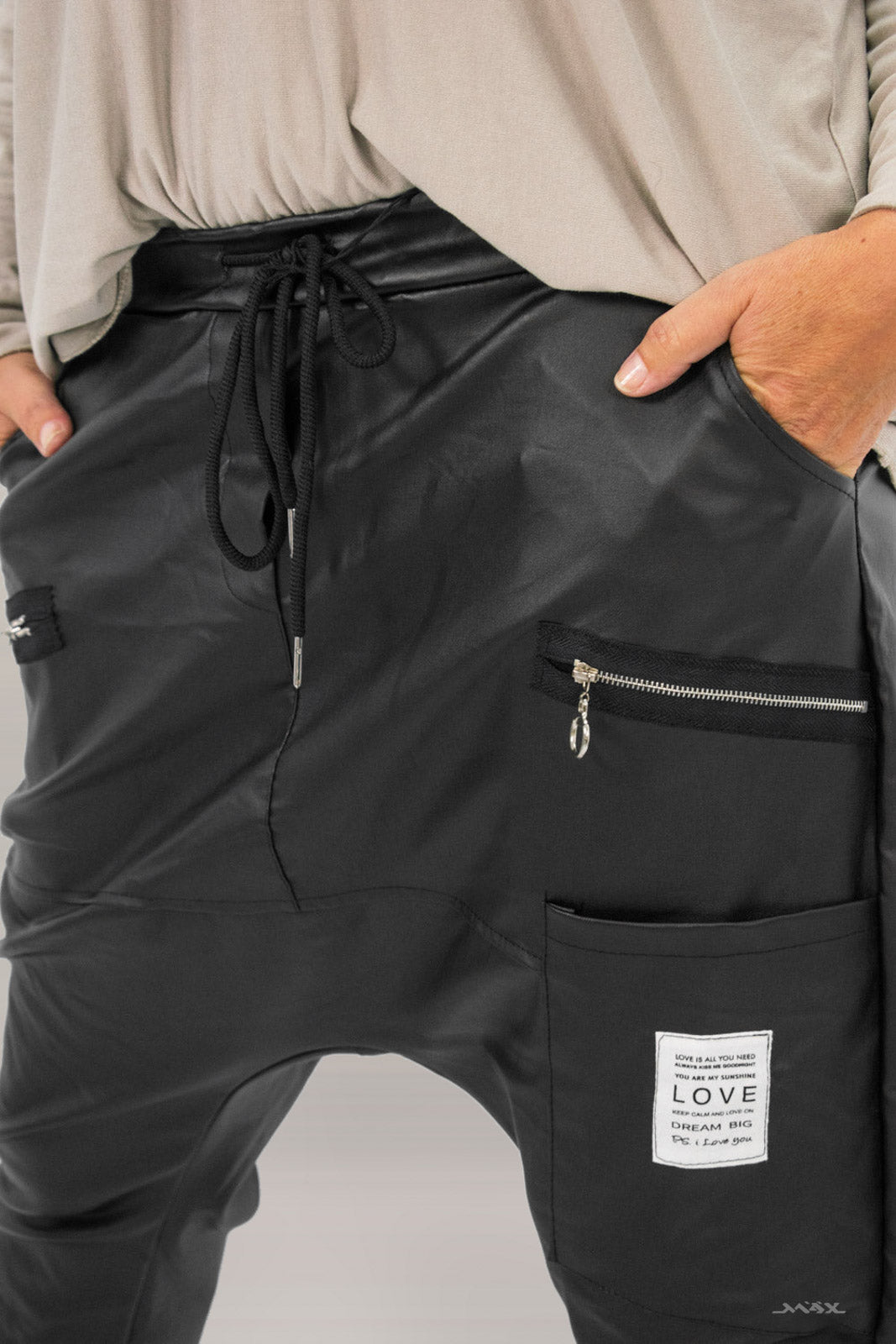 Faux-Leather Harem Trousers, One Size (38-42)