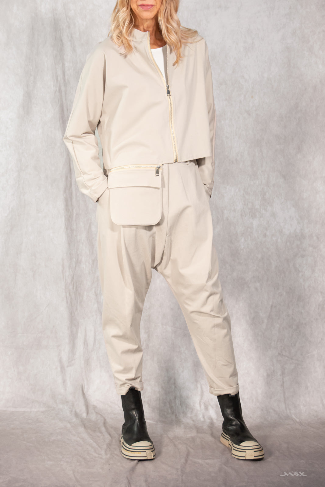 Zipper-Jacke mit Taschen beige Gr. onesize (36-40)