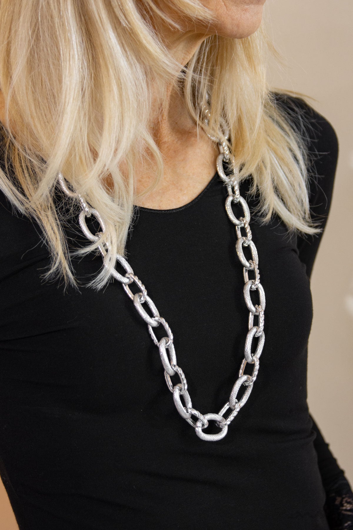 Ketting zilver met opvallende schakels