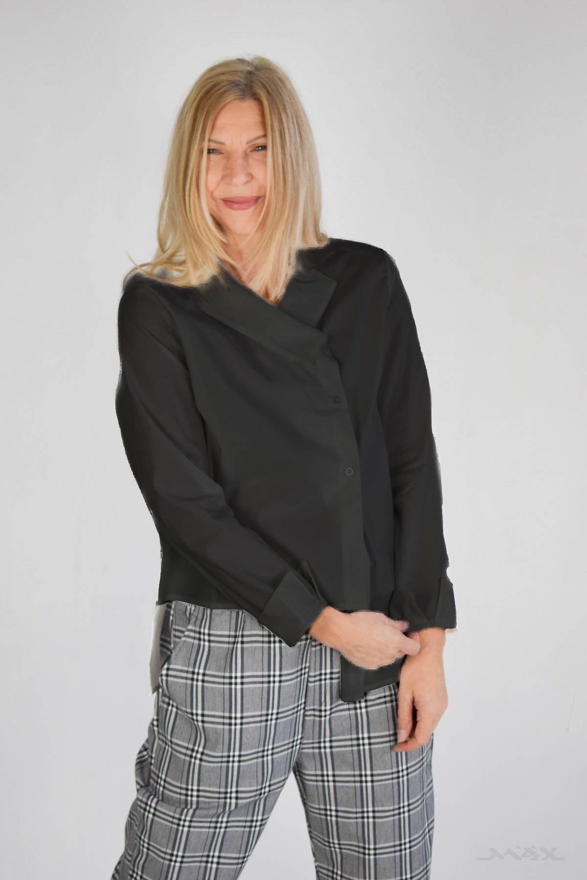 Asymmetrische blouse met gelaagde snit één maat (36-40)