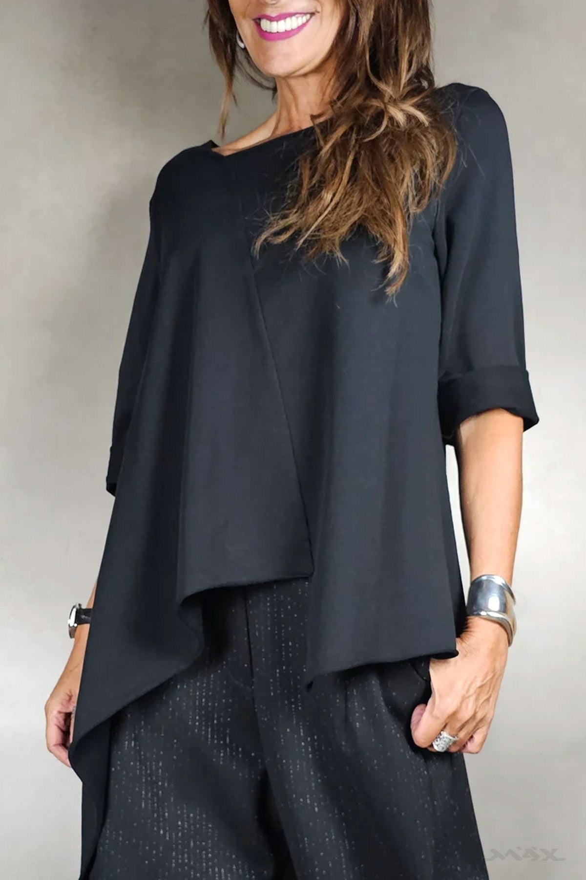 Asymmetrische katoenen blouse shirt maat één maat (38-42)