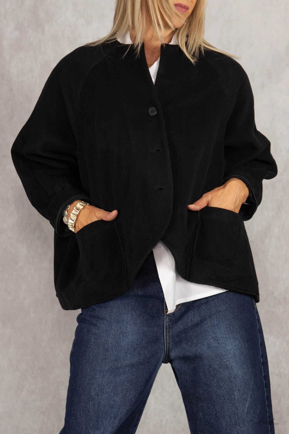 Woll-Jacke schwarz Gr. onesize(38-46)