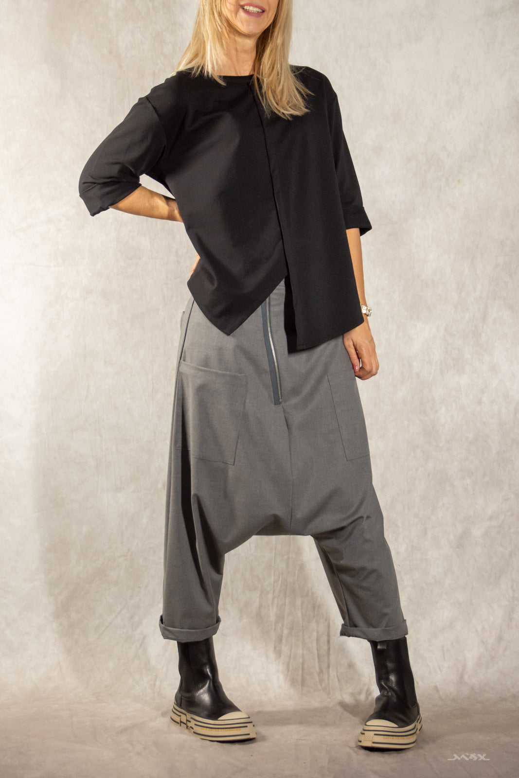 Pantalon harem zippé avec poches plaquées - taille unique (36-40)