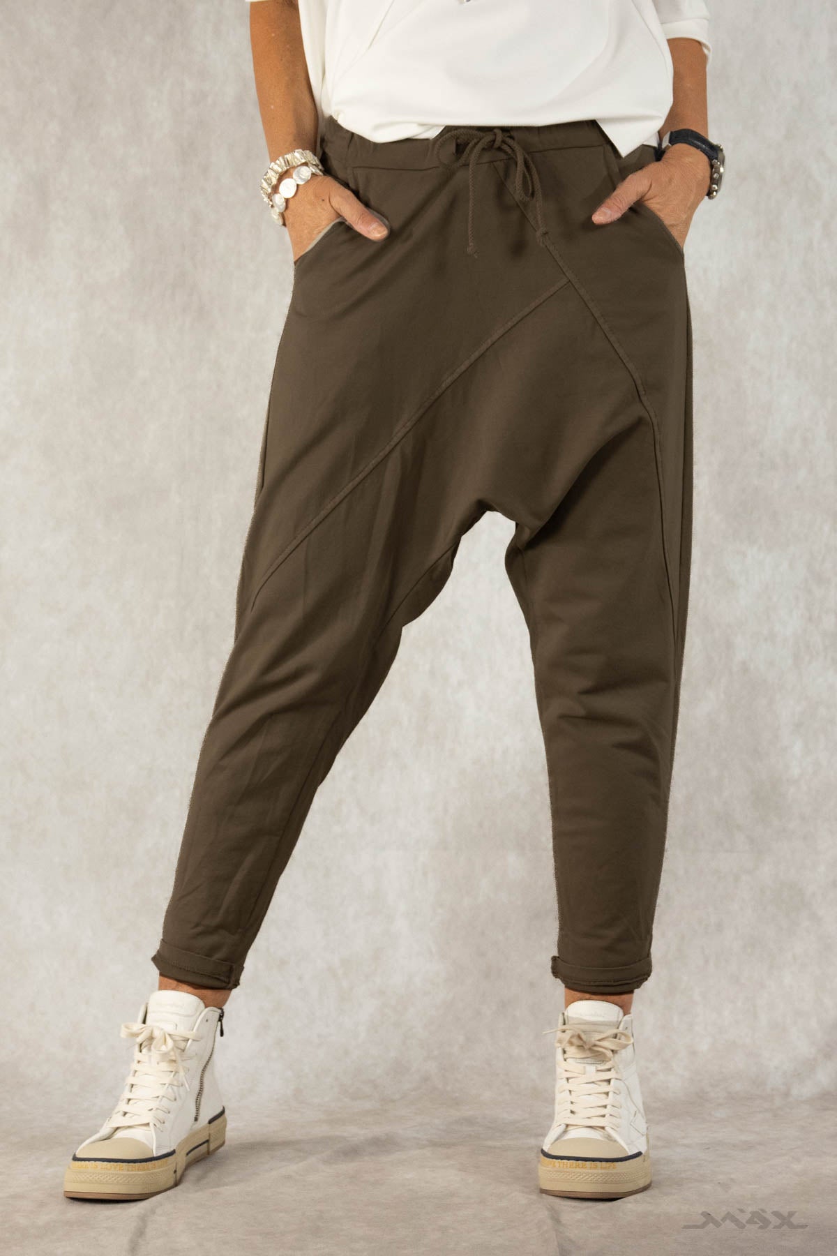 Haremshose aus Baumwolle dunkelbraun Gr. onesize(38-42)