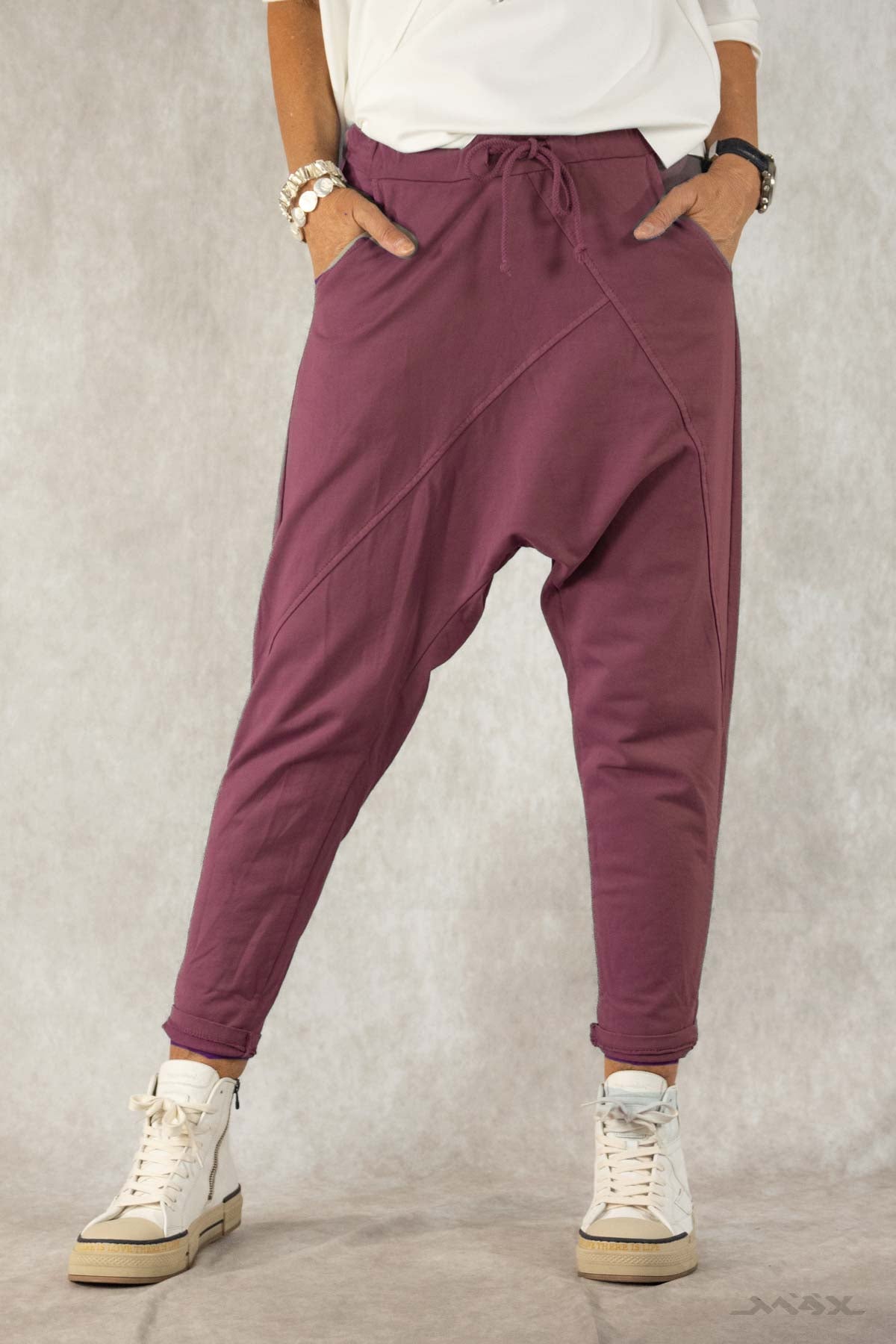 Haremshose aus Baumwolle bordeaux Gr. onesize(38-42)