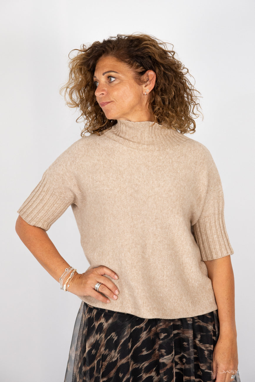 Halbarm Turtleneck-Pulli camel