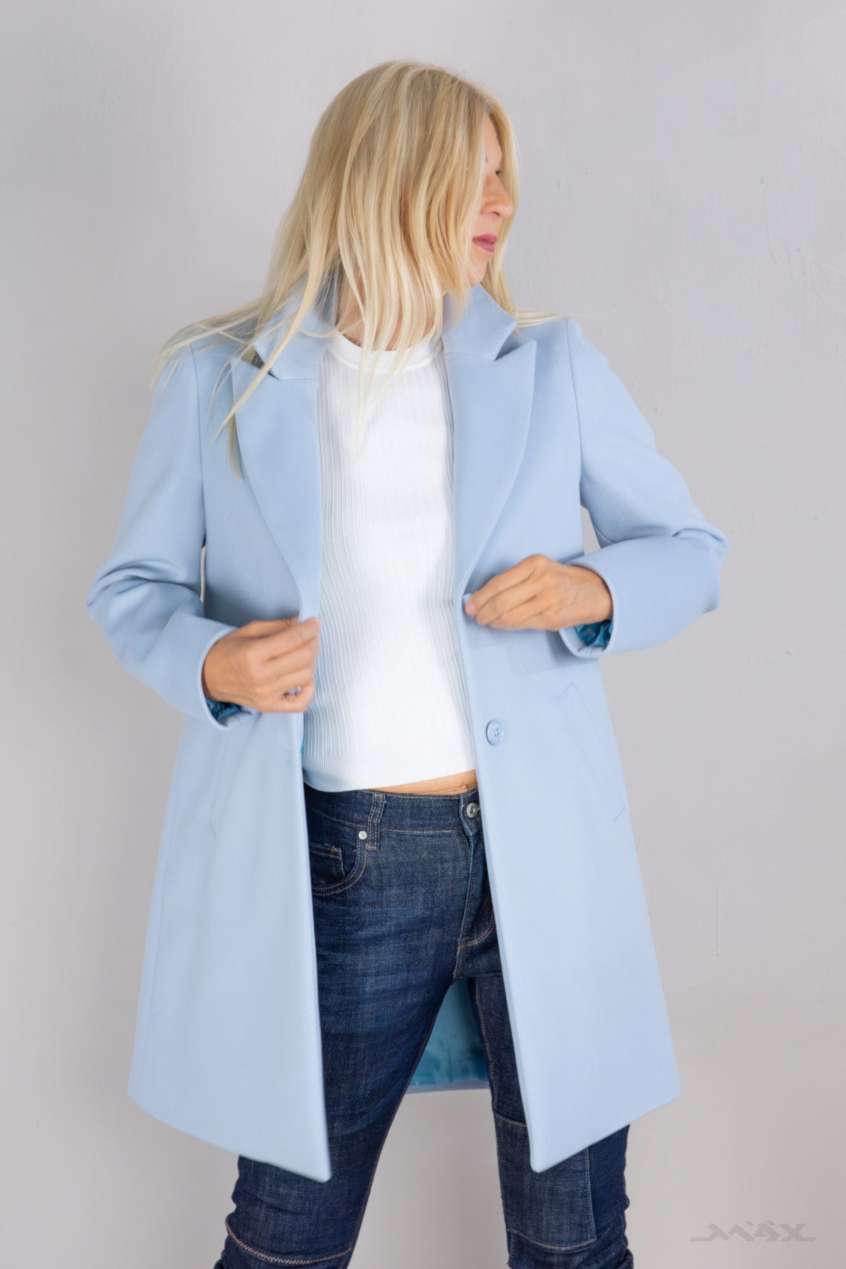 Blazer Mantel mit Revers Lightblue