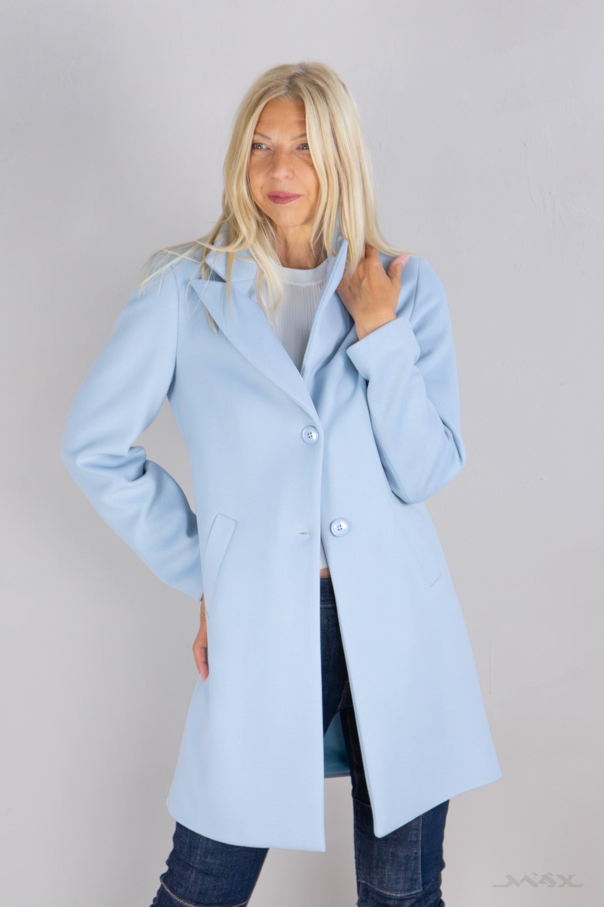 Blazer Mantel mit Revers Lightblue