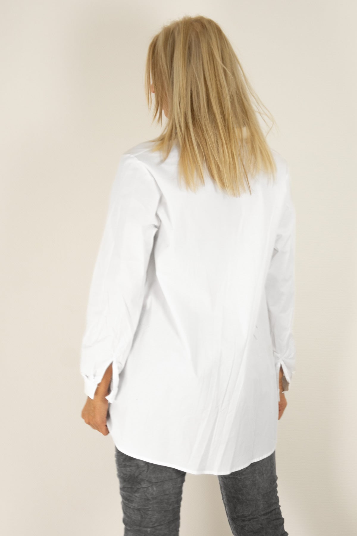 Vokuhila-Bluse weiß Gr. onesize passend bei (38-42)