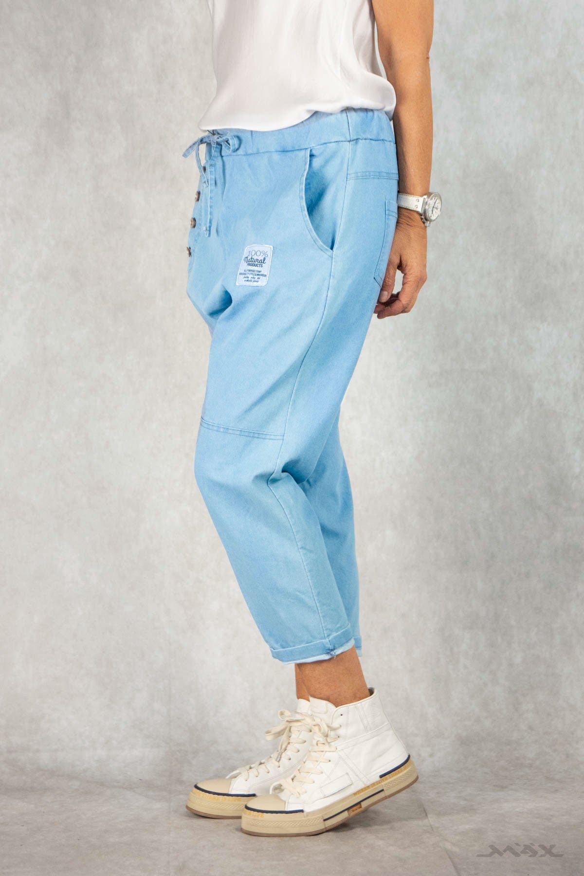 Haremshose hellblau aus stretchigem Jeans-Stoff Gr. Onesize (38-44)