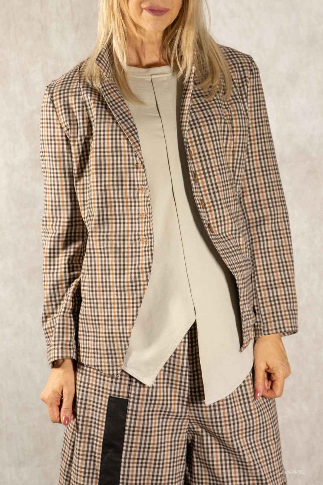 Blazer beige-braun kariert Gr. Onesize (38-40)