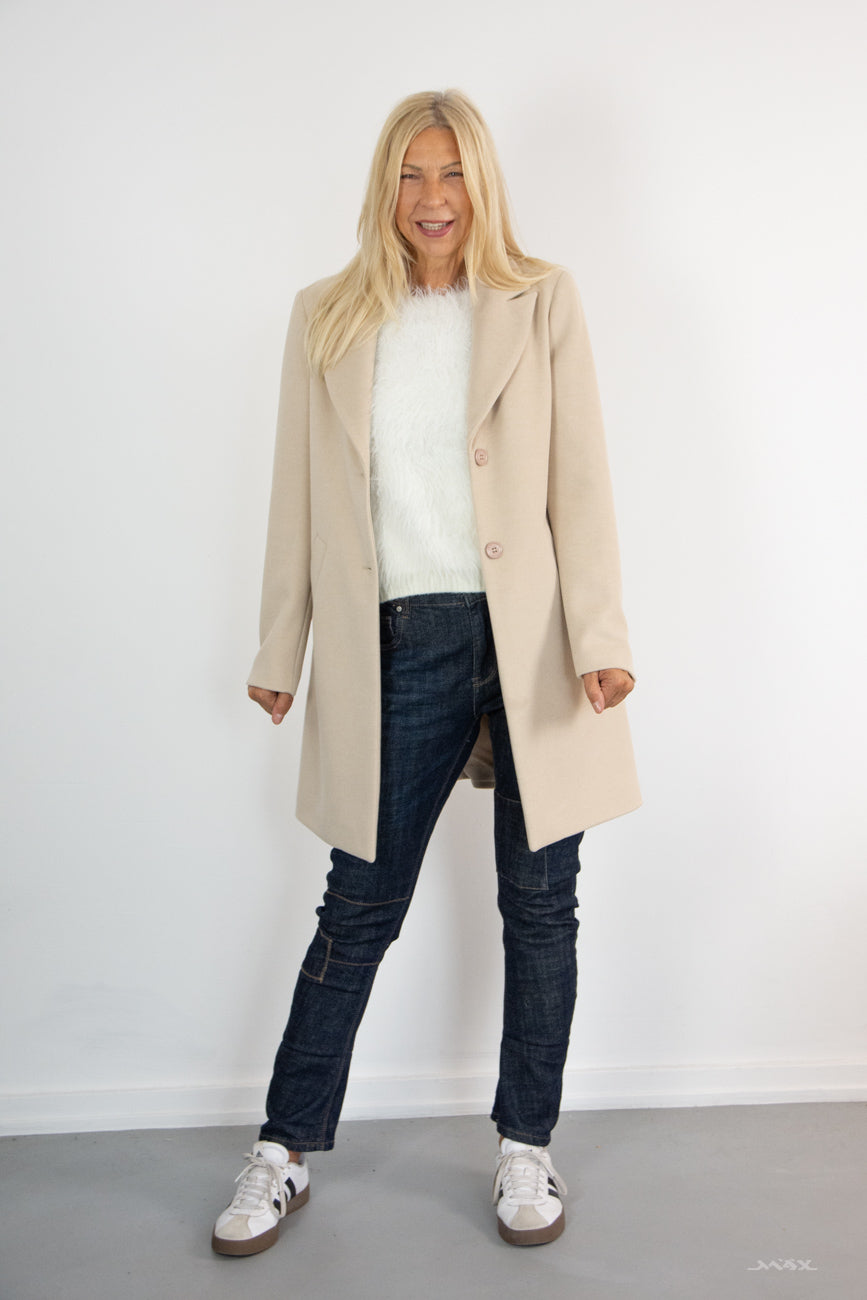 Blazer Mantel mit Revers Beige