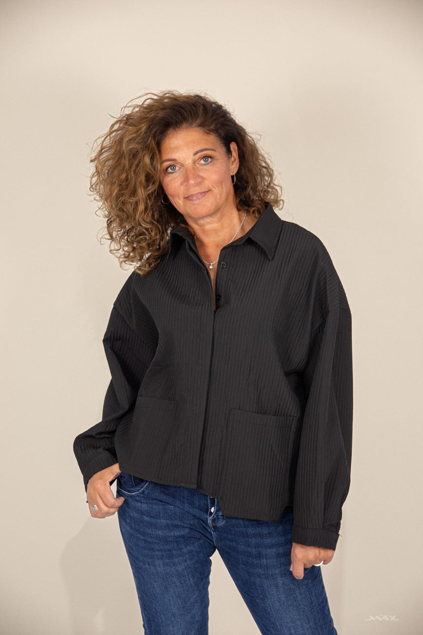 Oversized Cropped-Bluse schwarz