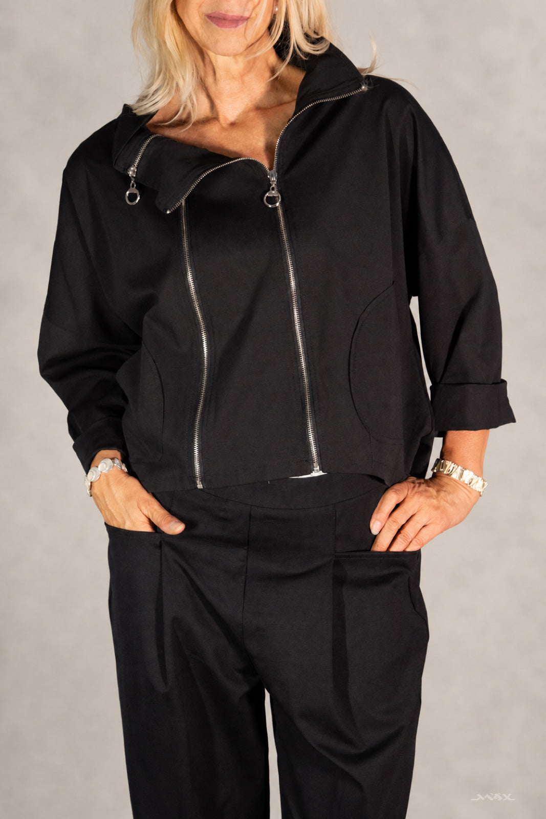 Zip Jacket with Patch Pockets, One Size (38–44)