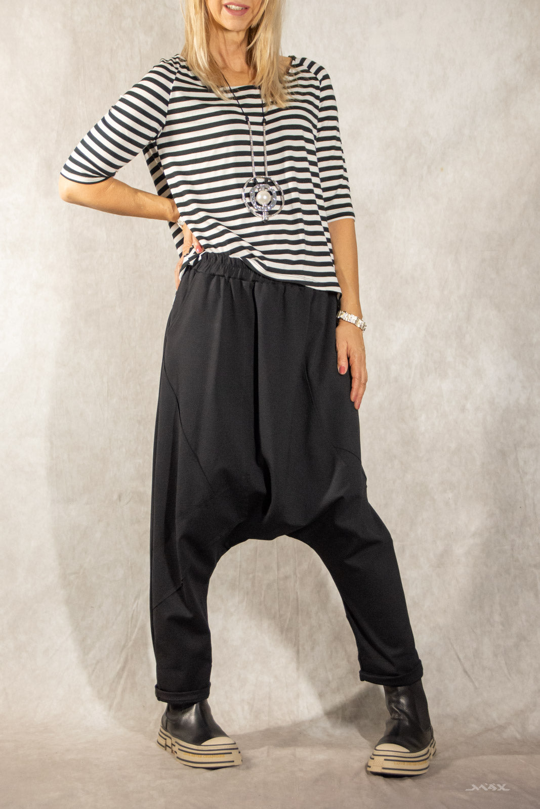 Haremshose schwarz asymmetrisch Gr. Onesize (38-44)