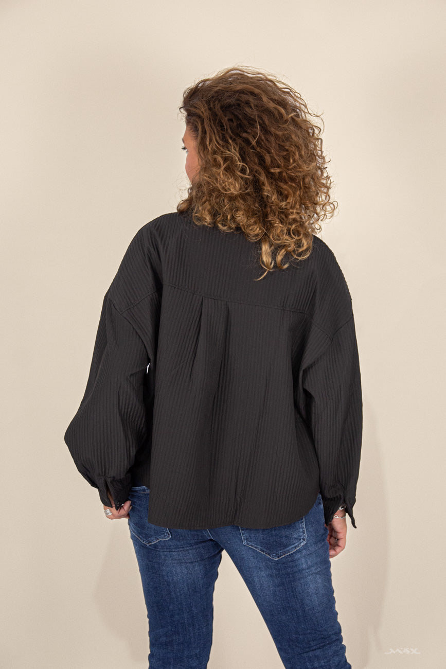 Oversized Cropped-Bluse schwarz