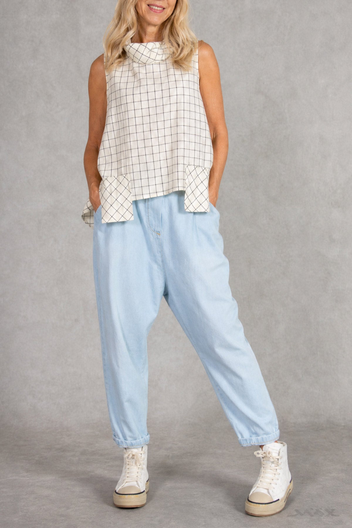 leichtes Seersucker-Top kariert Gr. onesize (36-42)