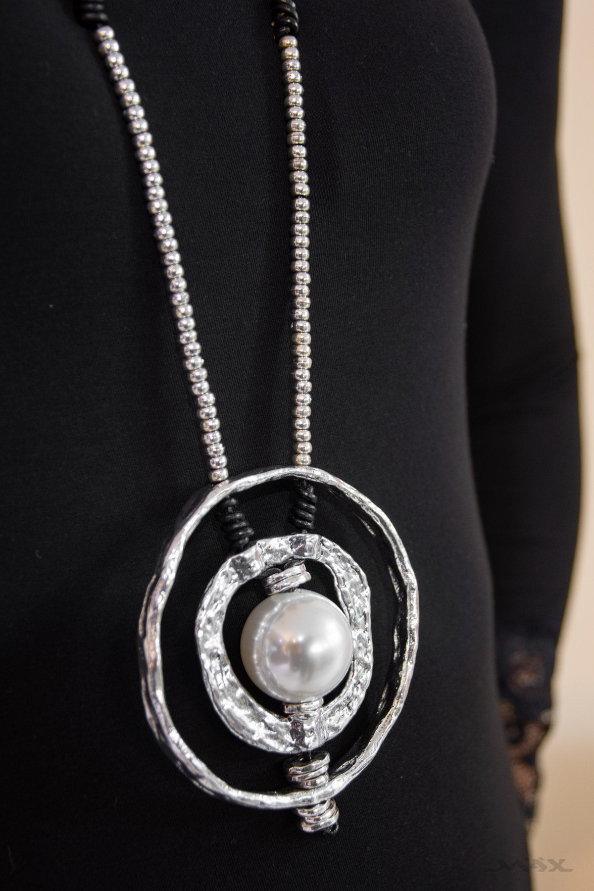 Ketting zilver met parel hanger