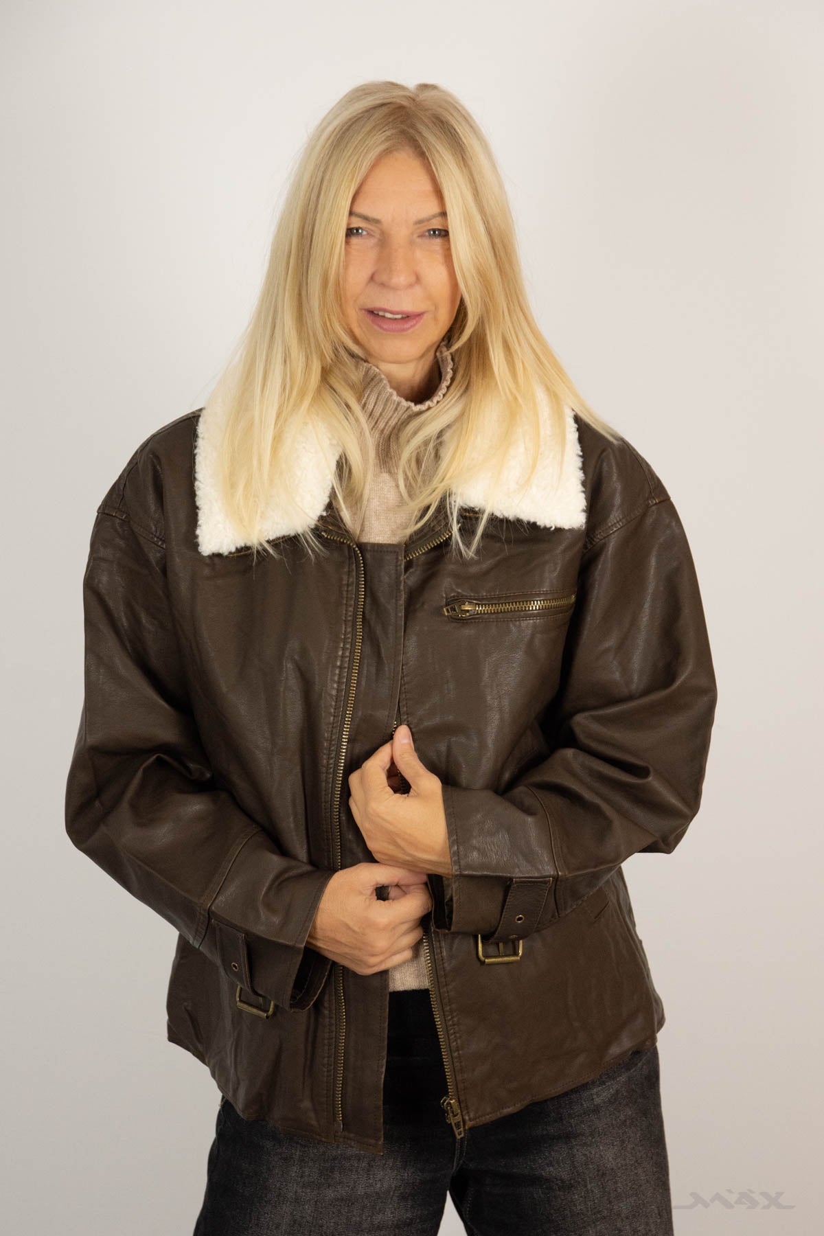 Kunstlederjacke "Aviator" Braun